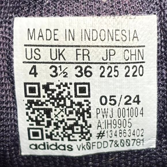 🔴 ADIDAS KAPTIR FLOW Kids-Girls  Size 4 Black Purple Running Shoes IH9905 - Picture 8 of 8